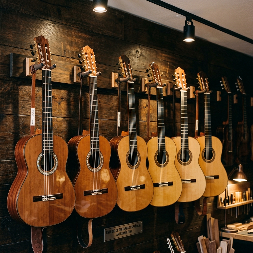 Guitars hanging on wall